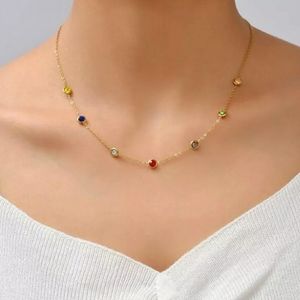 Gold plated necklace with colorful zirconias; nwot